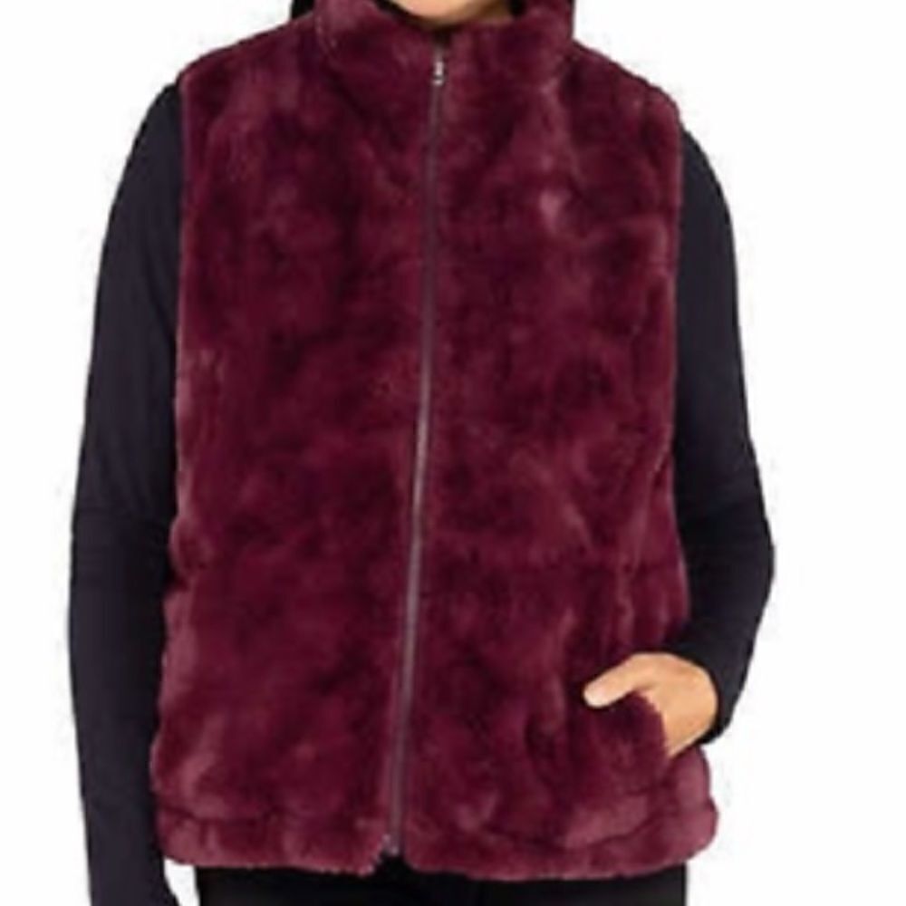 Original Nicole Miller Reversible Faux Fur Puffer Full Zip Vest Women’s M EUC - Picture 7 of 12